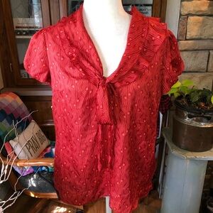 BANANA REPUBLIC SIZE MEDIUM ORANGE BLOUSE WITH CAP BALLOON SLEEVE
